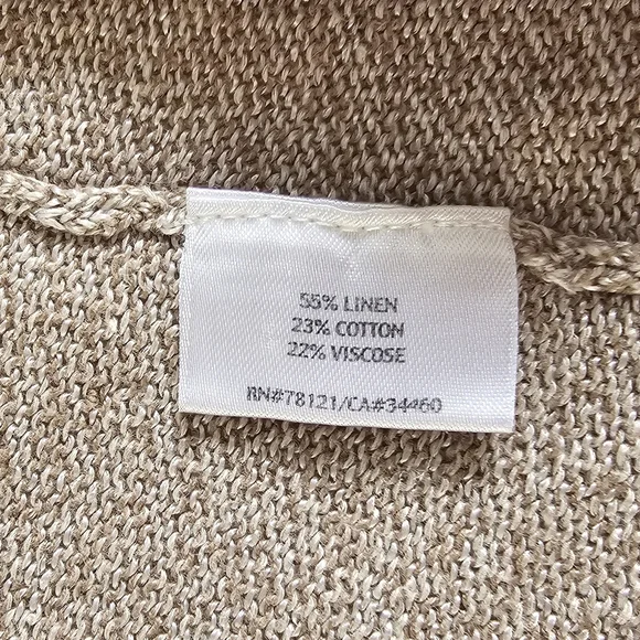 Eileen Fisher 3x Linen Cotton Blend Taupe Open-Front Cardigan - Picture 8 of 8